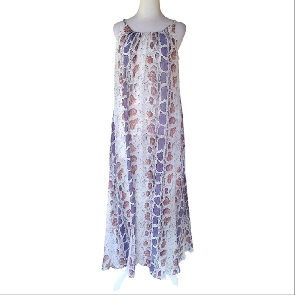 Entro Flowy Adjustable Strap Snake Reptile Print Maxi Length Dress Size Small